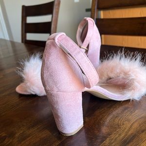 light pink fluffy high heels